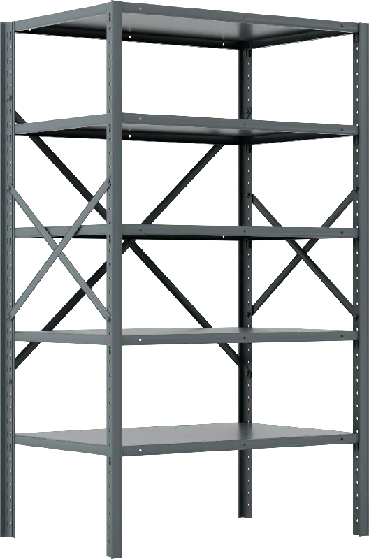 McMaster 4829T316 Heavy Duty Shelving, Open, 5 Shelves, 36" × 60" × 24", Painted Steel, Gray, 7,000 lb Capacity
