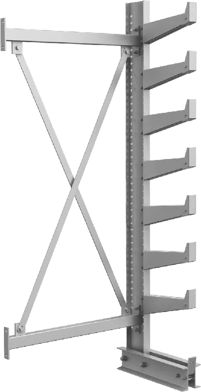 McMaster 4900T44 Cantilever Pipe Rack Add-On Unit, One Side, 41-1/2" × 84" × 21", 7 Levels, Powder-Coated Steel, Gray