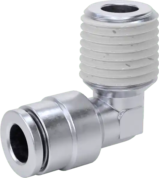 McMaster 51495K239 Nickel-Plated Brass Push-to-Connect Tube Fitting, 90° Elbow Adapter, for 1/4" Tube OD × 1/4 NPT Male, for Air