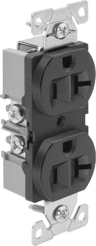 McMaster 7120K92 Straight-Blade Connector, NEMA 5-20, Grounded 3-Slot Duplex Female Receptacle, 125V/20A, Black