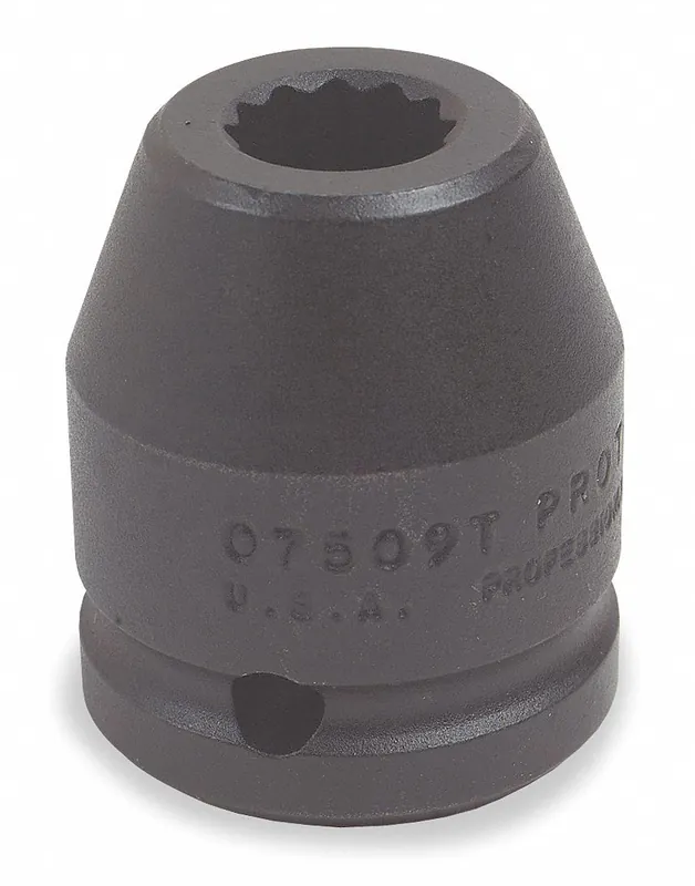 Proto J07512T Impact Socket, 3/4 in Drive, 3/4 in Socket Size, 12-Point, Std, Black Oxide