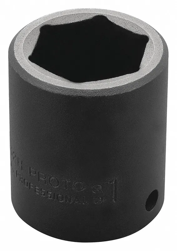 Proto J7436H Impact Socket, 1/2 in Drive, 1-1/8 in Socket Size, 6-Point, Std, Black Oxide