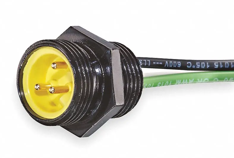 Brad Harrison 1R3006A20A120 Mini-Change Receptacle, 3 Pin Male, 7/8-16 Coupling, 600V 13A, IP67, 1 ft Wire