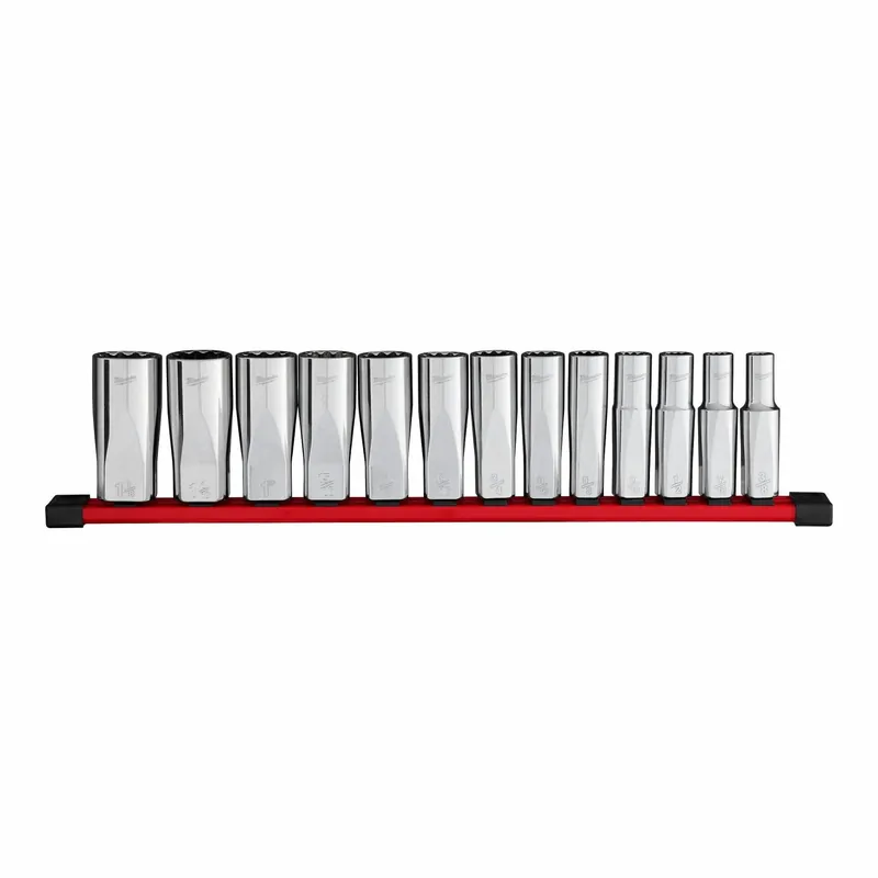 Milwaukee 48-22-9424 Deep Well Socket Set, 13 Pc, SAE 12-Point, 1/2 in Drive, Chrome