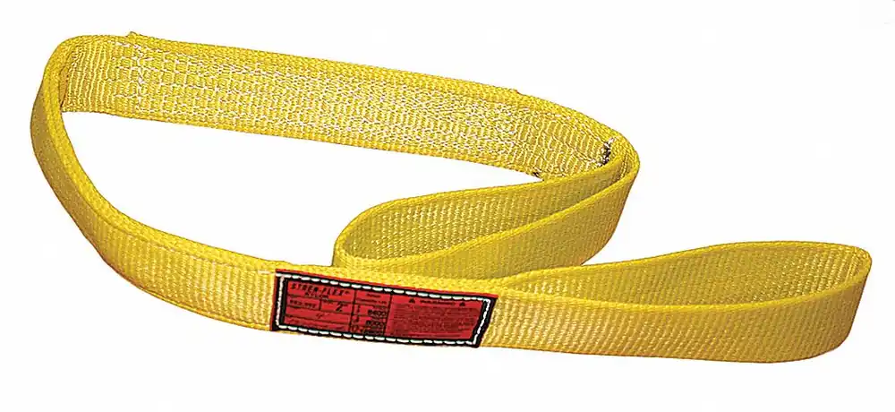 Stren-Flex EEF-3-902-05 Type 3 Nylon Web Sling, 5 ft, 12 in Eye, 3-Ply, 2 in W, 8,200 lb Vertical, Yellow