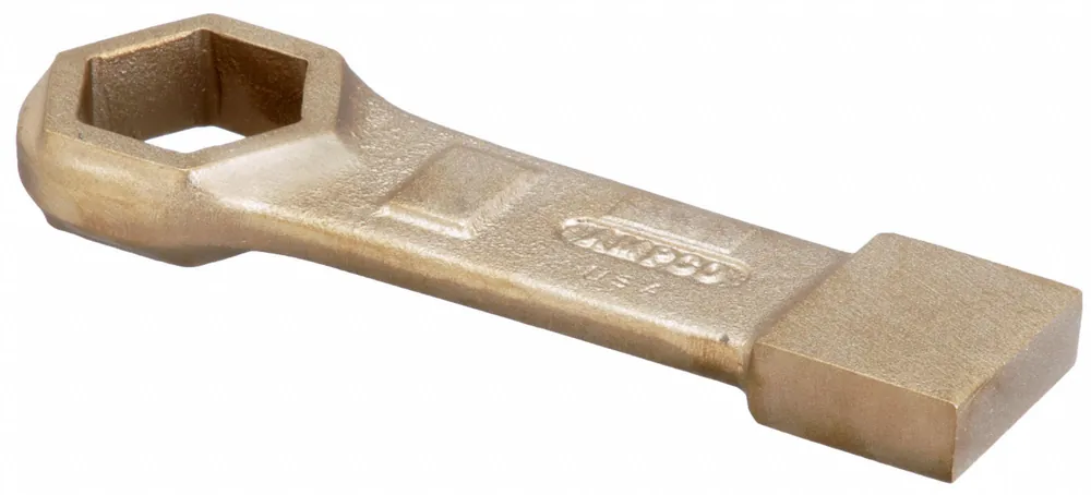 Ampco WS-1811 Striking Wrench, 1-13/16 in Head, 10 in OAL, 6-Point Box End, Aluminum Bronze, Non-Sparking, Non-Magnetic