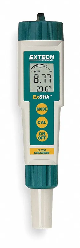 Extech CL200 Pocket Water Quality Multiparameter Meter, Total Residual Chlorine + Temperature, Includes 50 Reagent Tablets, Data Logging