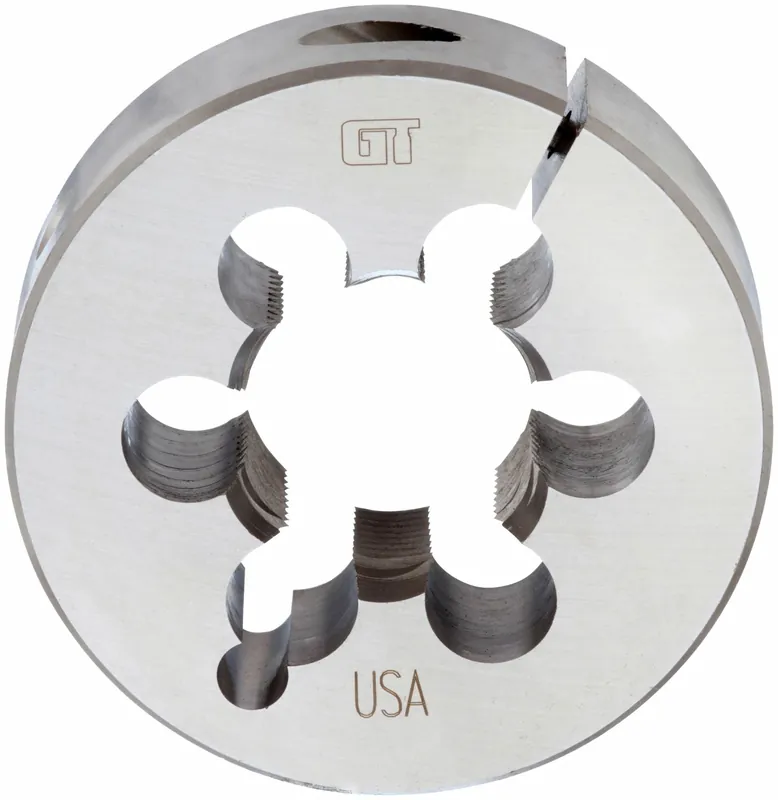 Chicago-Latrobe 402951 Round Threading Die, 1 1/4 in-7 UNC, 3 in OD, Carbon Steel, Adjustable, 382 Greenfield Threading Series
