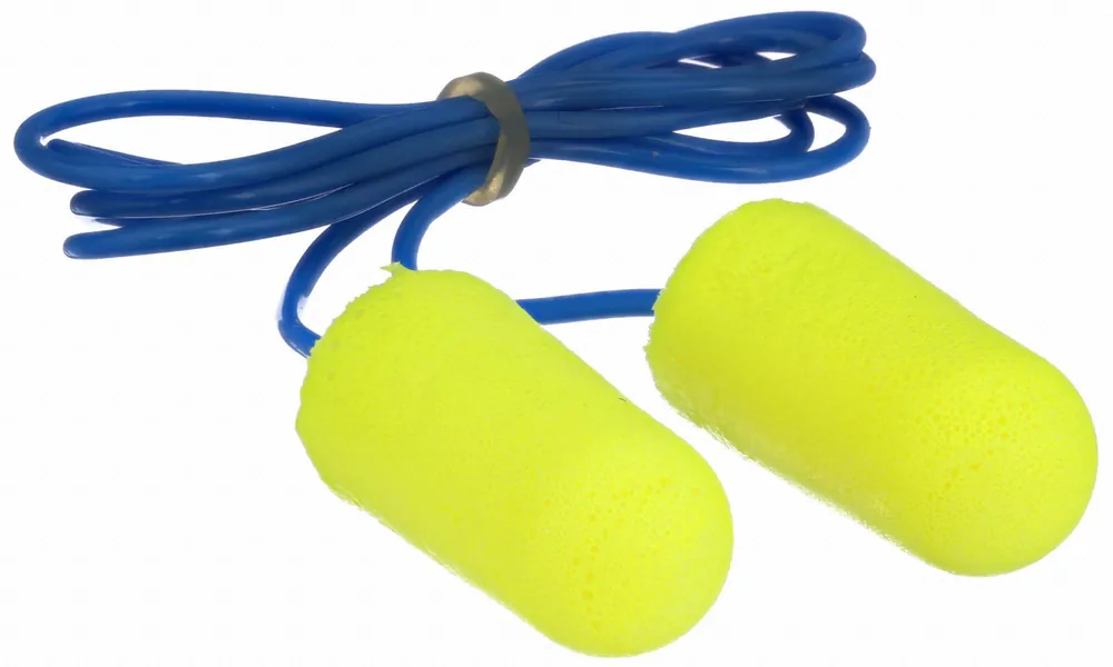 3M 311-4106 E-A-R Disposable Corded Ear Plugs, Bullet, 32 dB NRR, Metal Detectable, Yellow, 200 PK