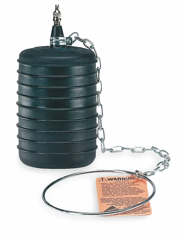 Cherne 270040 Test-Ball Test Ball Plug, Pneumatic, 4 in Pipe, Ring and Chain Tether, Natural Rubber