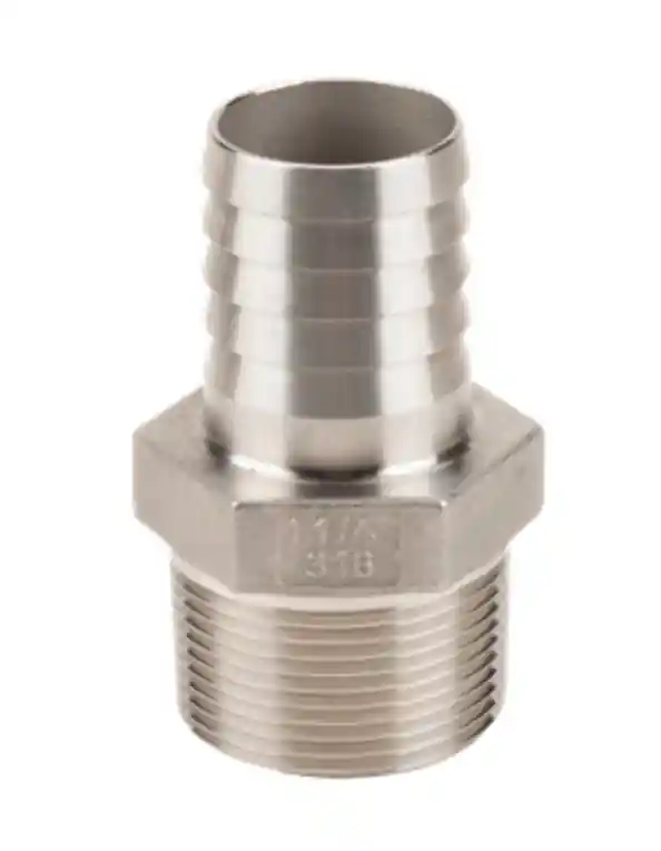 1¼" Male Thread X 1¼" Stainless Steel Hose Shank