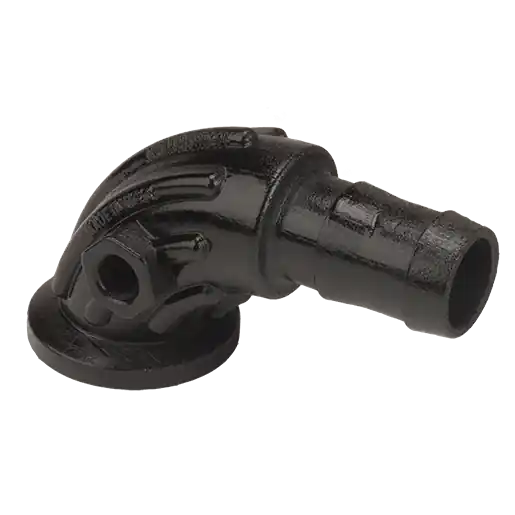 1" Full Port Flange X 1" Hose Shank Sweep With ¼" Gauge Port