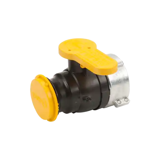 2" Poly Spinweld Valve With QDC Outlet, Foil Seal & Cap With FKM Gasket