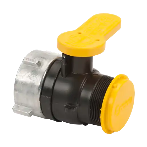 2" Poly Spinweld Valve With NPT Outlet, Foil Seal & Cap With FKM Gasket