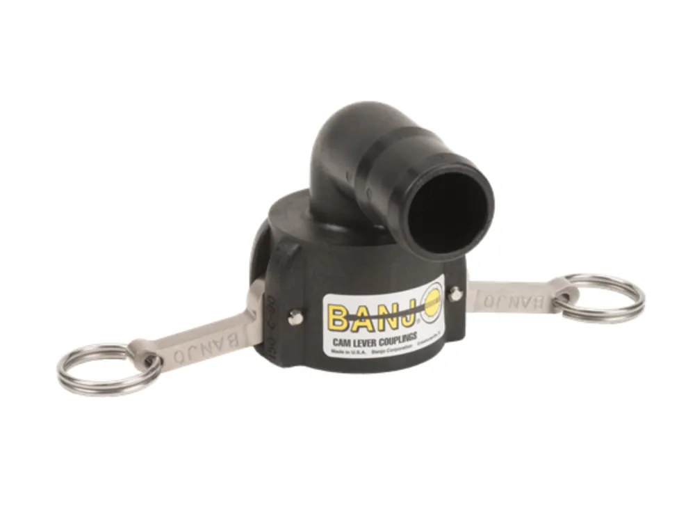 1-½" 90° Female Coupler X 1-½" Hose Shank Poly Cam Lever