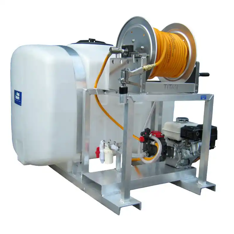 Kings Sprayers 200 Gallon Skid Sprayer with 6 gpm Diaphragm Pump & Manual Hose Reel w/ 300‘ of 3/8" Hose