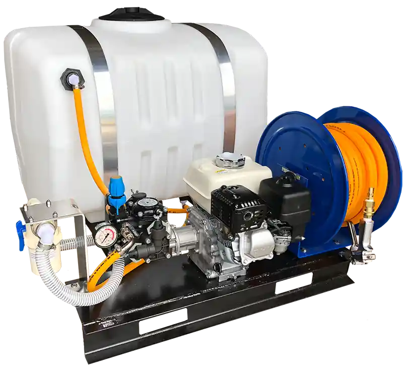 Kings Steel Sprayers 100 Gallon Skid Sprayer with 5 gpm Diaphragm Pump & Manual Hose Reel
