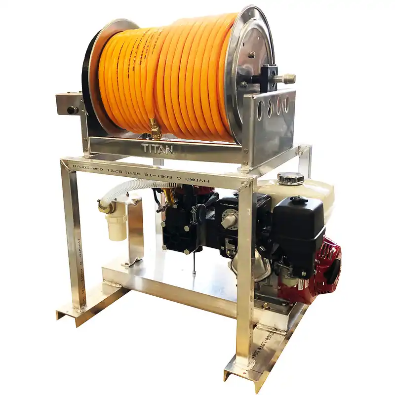 Hypro D50GRGI8 & Honda 9 HP GX270 Engine Assembly w/ Electric Reel 300‘ 1/2" ID Hose on Aluminum Frame (Includes Filter & Stand)
