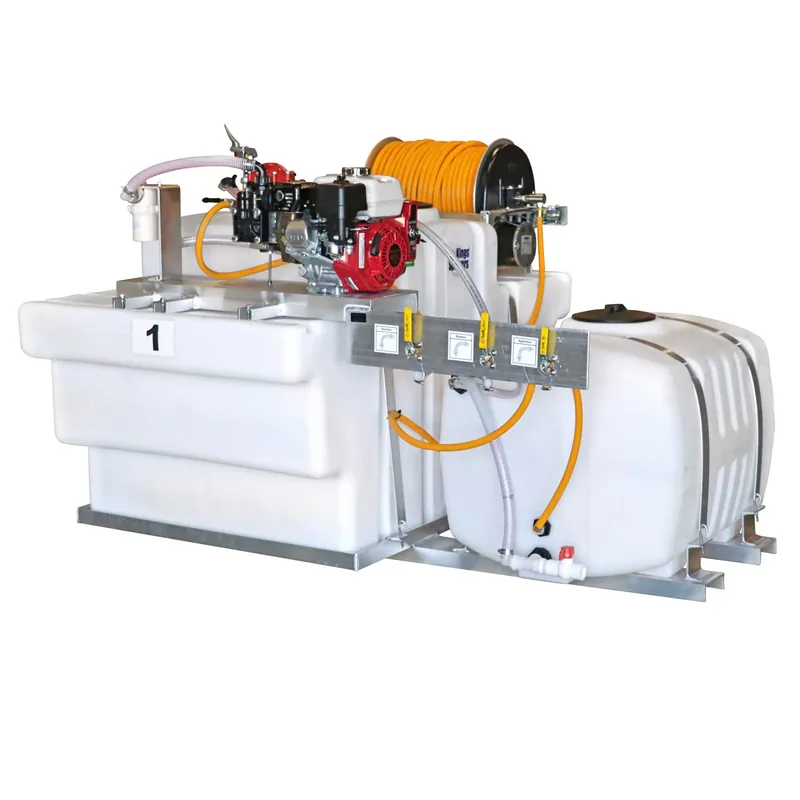 Kings Sprayers 300/100 Gallon SpaceSaver Dual Tank Skid Sprayer w/ 10 GPM Pump & Electric Reel 300‘ 1/2" ID Hose