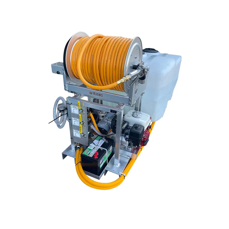Kings Sprayers 100/100 Gallon Dual Tank "Soft Wash" Skid w/ P40GR Poly Diaphragm Pump & Electric Hose Reel w/ 300‘ of 1/2" Hose
