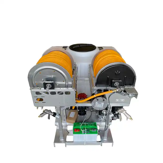 Kings Sprayers 200 Gallon Skid w/ 10 GPM Diaphragm Pump, GX160 5.5 HP Engine & Dual Electric Reels with 300‘ 1/2" ID Hose **Battery included**