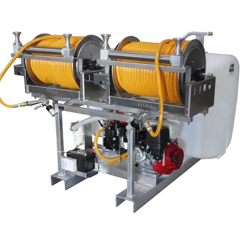 Kings Sprayers 200 Gallon Skid w/ 15 GPM Diaphragm Pump, 9 HP Engine & Dual Electric Reels with 300‘ 1/2" ID Hose **Battery, Hose Guides & Fill Pipe included**