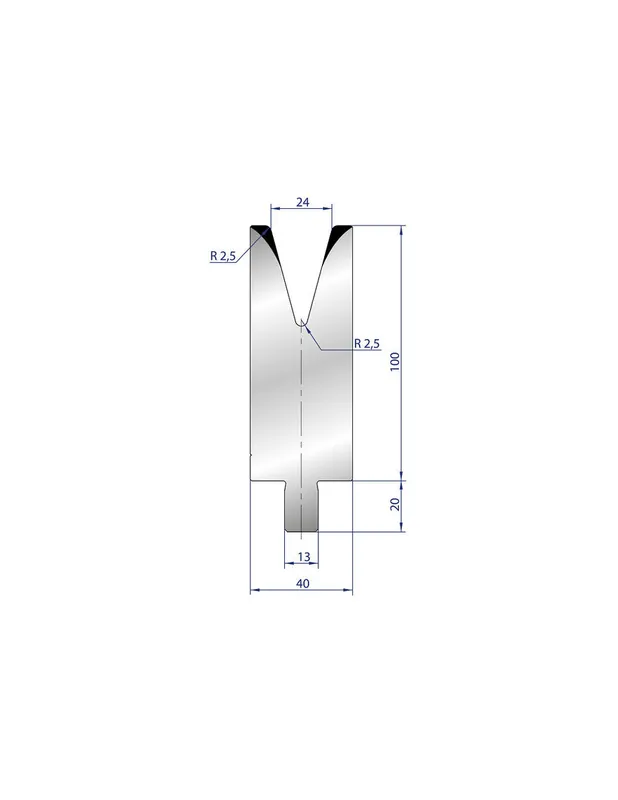 Part No. 3212 @ 500mm 30 Degree Single V Die