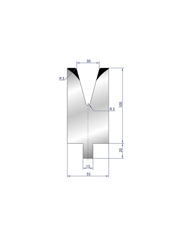 Part No. 3213 @ 300mm 30 Degree Single V Die