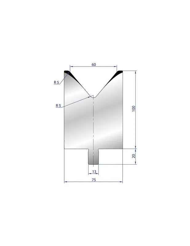 Part No. 3219 @ 50mm 80 Degree Single V Die