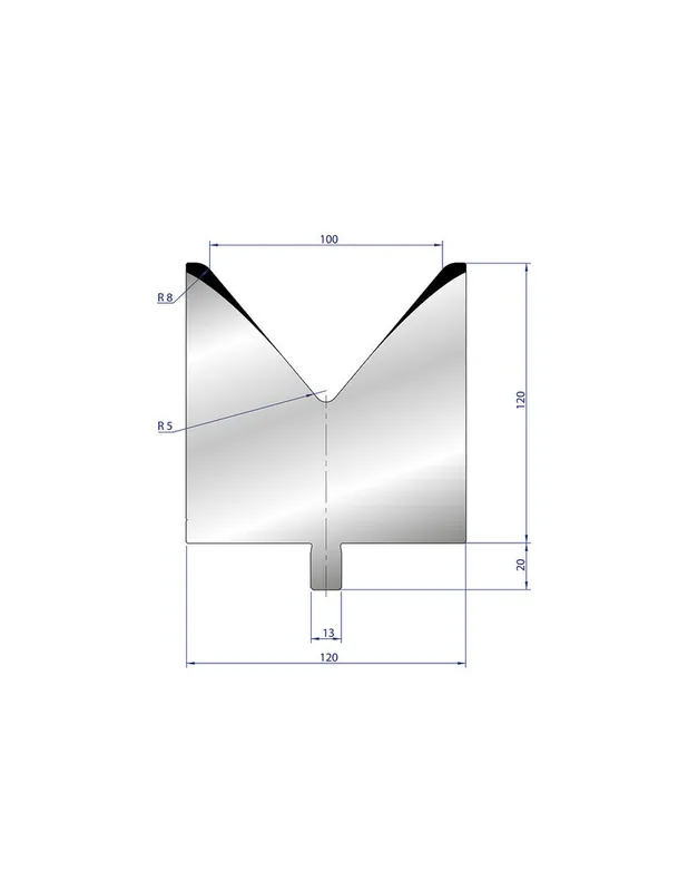 Part No. 3223 @ 50mm 80 Degree Single V Die