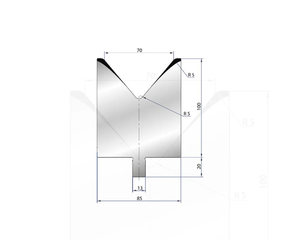 Part No. 3220 @ 100mm 80 Degree Single V Die