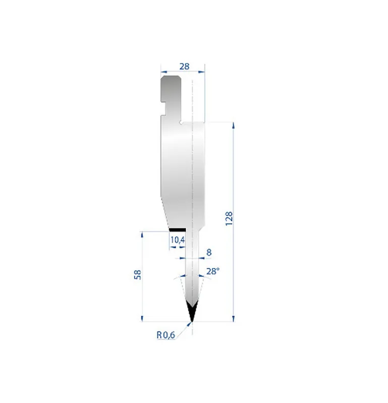 Part No. 1195 @ 835mm 28 Degree 8mm Flattening Blade
