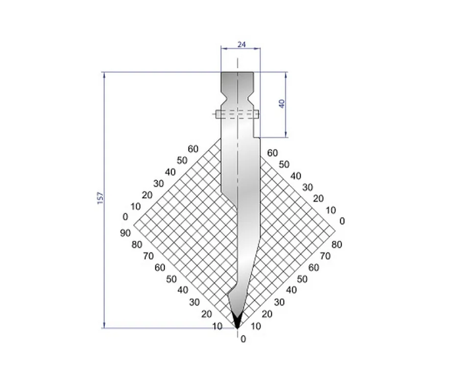 Part No. 1313 @ 200mm 28 Degree Straight Punch