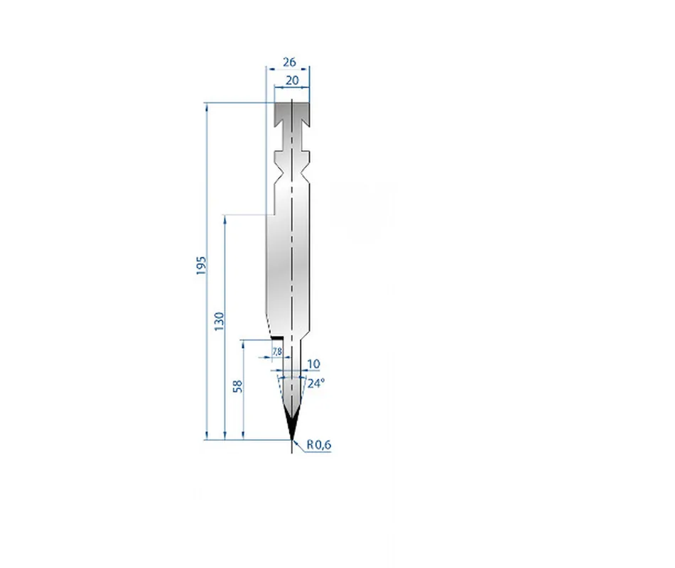 Part No. 1253 @ 100mm 24 Degree 10mm Flattening Blade