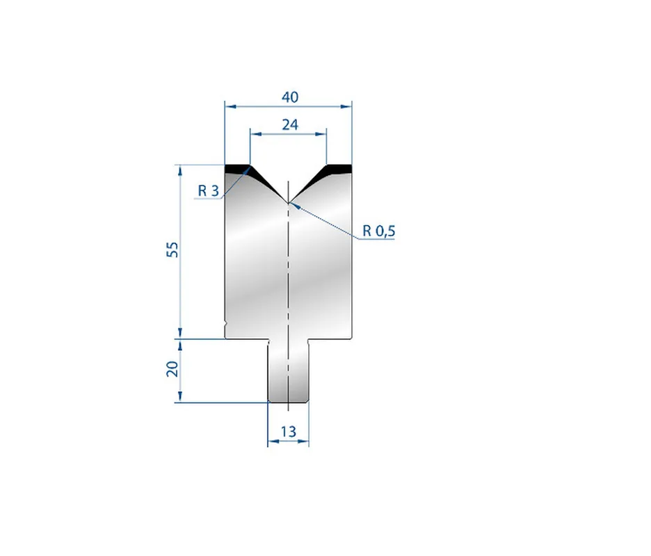 Part No. 3110 @ 100mm 88 Degree Single V Die