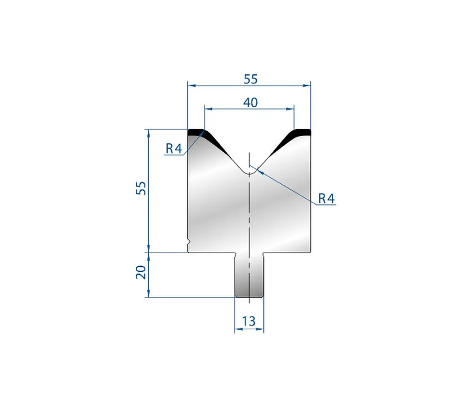 Part No. 3112 @ 100mm 85 Degree Single V Die