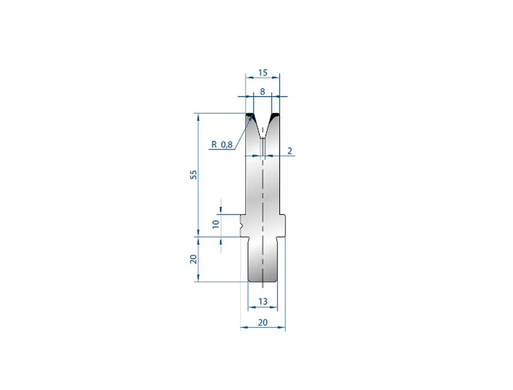 Part No. 3116 @ 100mm 30 Degree Single V Die