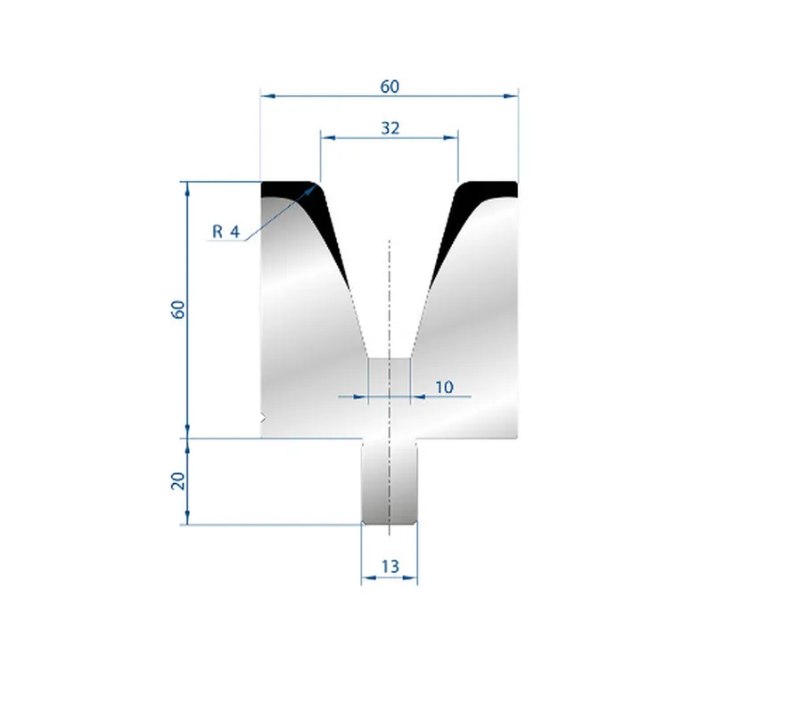 Part No. 3122 @ 100mm 30 Degree Single V Die