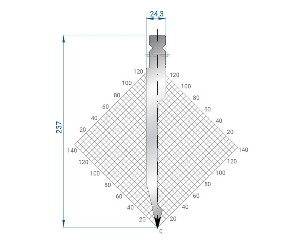 Part No. 1327 @ 100mm 28 Degree Straight, Relieved Punch