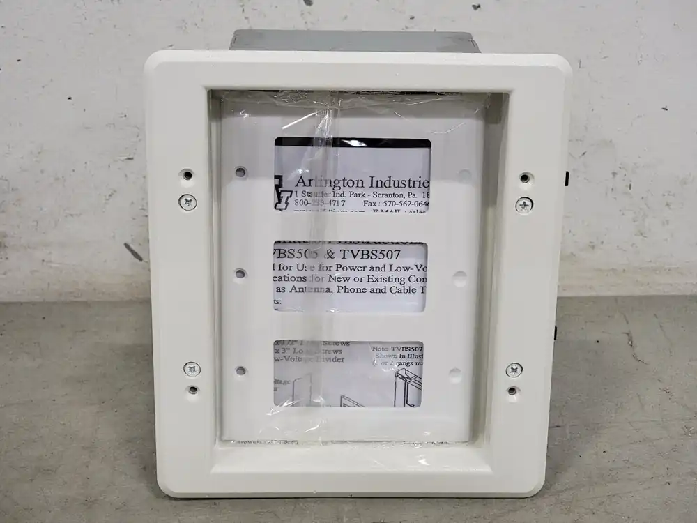 Recessed Outlet Wall Plate Kit, 3-Gang, White TVBS507 (Box of 4)