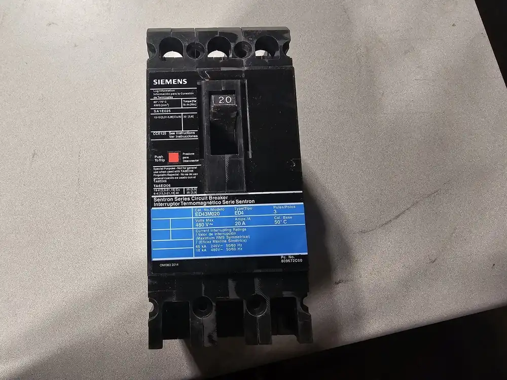 20 Amps 3-Pole 480V Circuit Breaker ED43M020