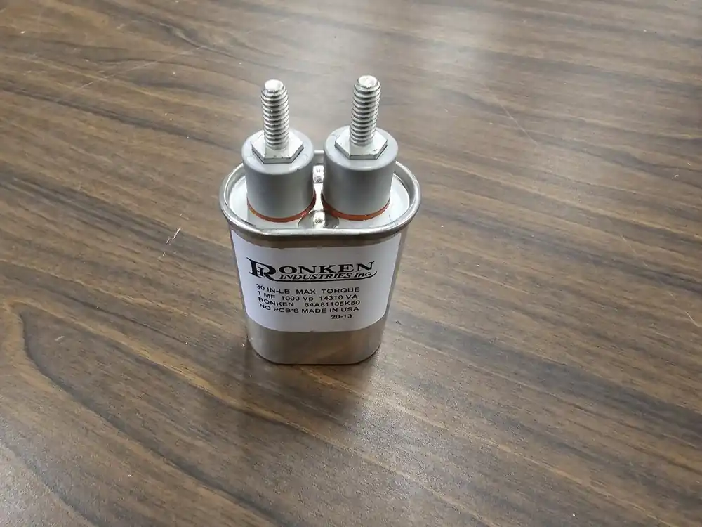 Capacitor, 1 mF, 1000 Vp, 14310 VA, 64A81105K50