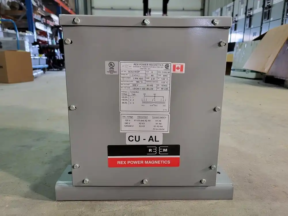 5 kVA Transformer 600 pri. volts, 120/240 sec. volts SC5J-K/EP
