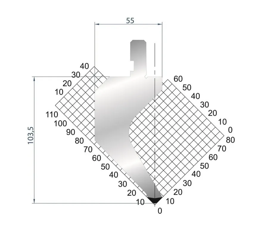 Part No. 1018 @ 805mm 88 Degree Gooseneck Punch (Segmented)