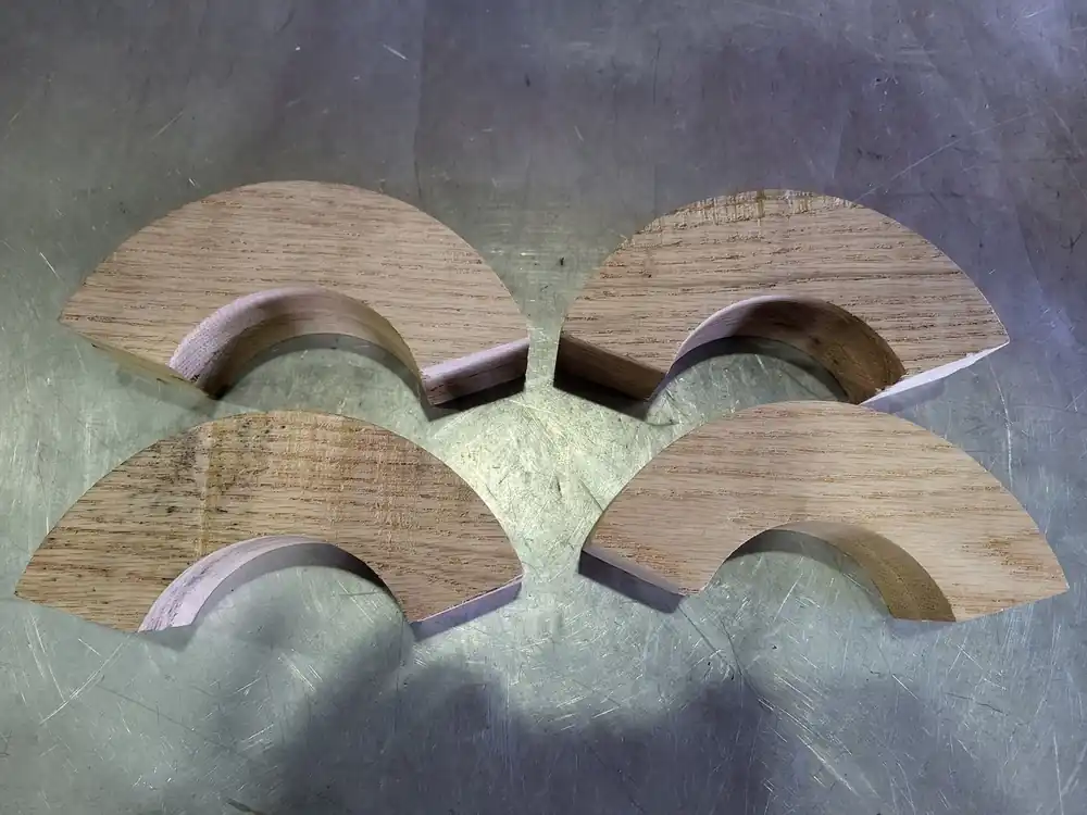 Wooden Quarter Circular Curve, 6"L x 2"W, Set of 4