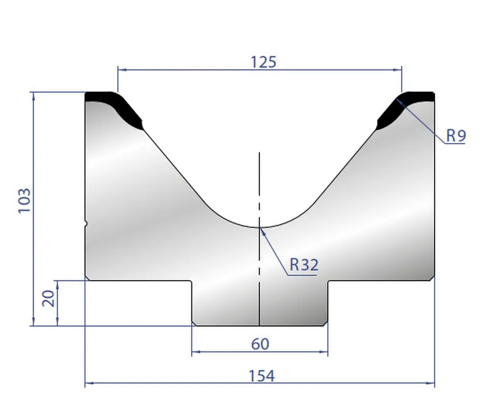 Part No. 2026 @ 415mm 80 Degree Single V Die 4.92"