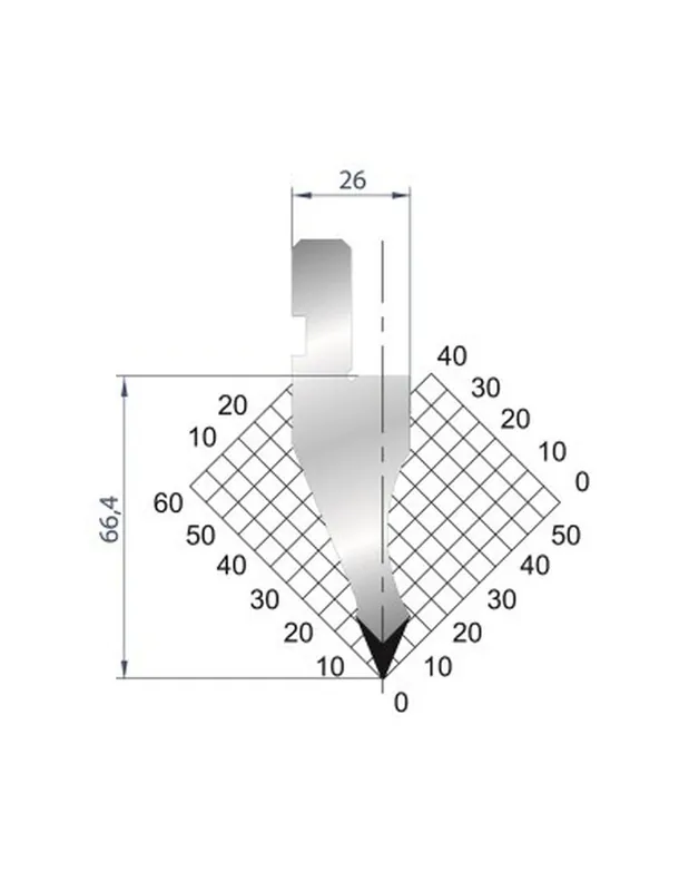 Part No. 1024 @ 805mm 45 Degree Straight Punch (Segmented)