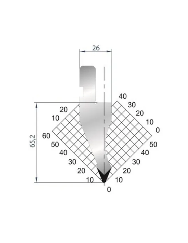 Part No. 1025 @ 805mm 45 Degree Straight Punch (Segmented)
