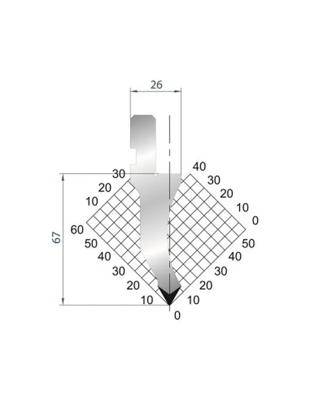 Part No. 1026 @ 805mm 60 Degree Straight Punch (Segmented)