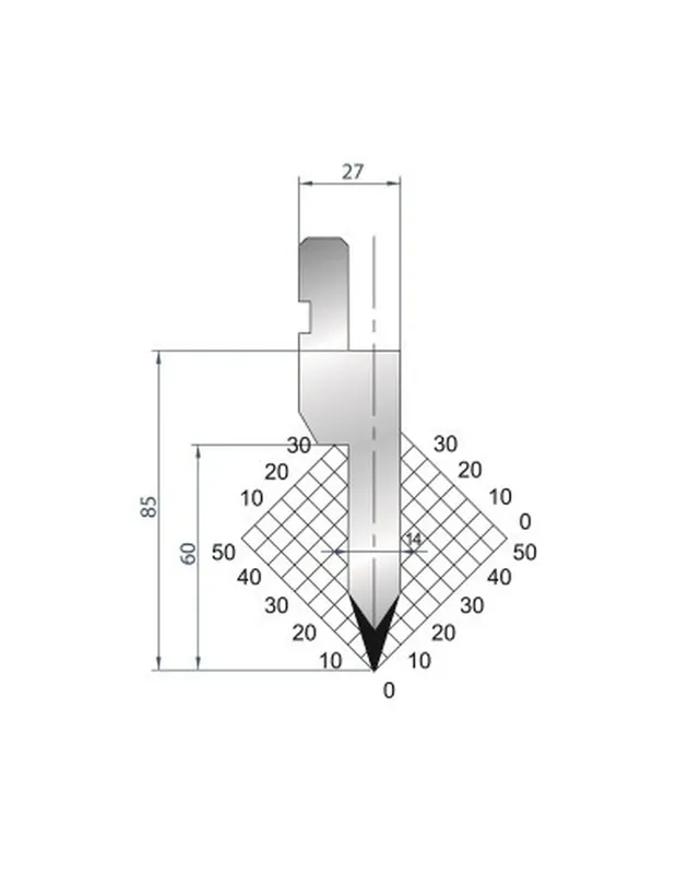 Part No. 1034 @ 835mm 35 Degree Straight Punch